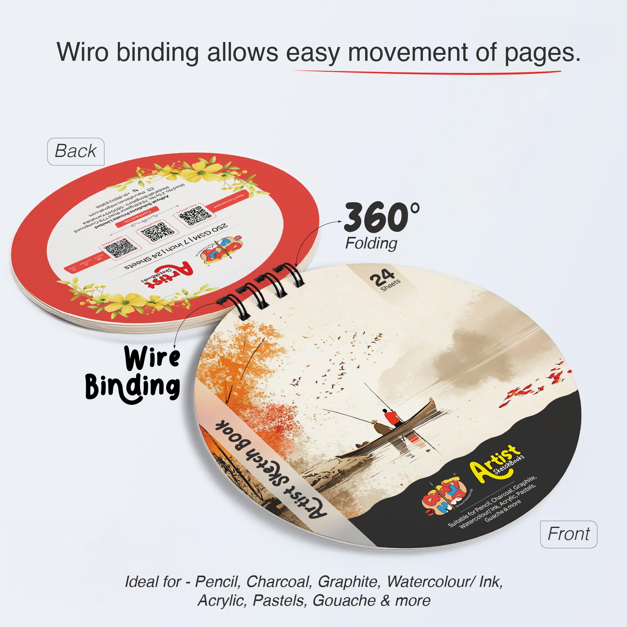 Round Artist Sketch Book – 7 Inch | Fishing Boat Theme