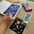 Cosmic Harmony Art Kit | Galaxy Watercolor Painting Set with Stencil - The Crafthives