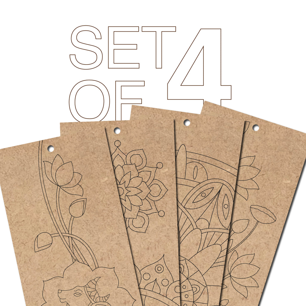 Wooden Bookmarks – Mandala & Pichwai Art | Set of 4 - The Crafthives