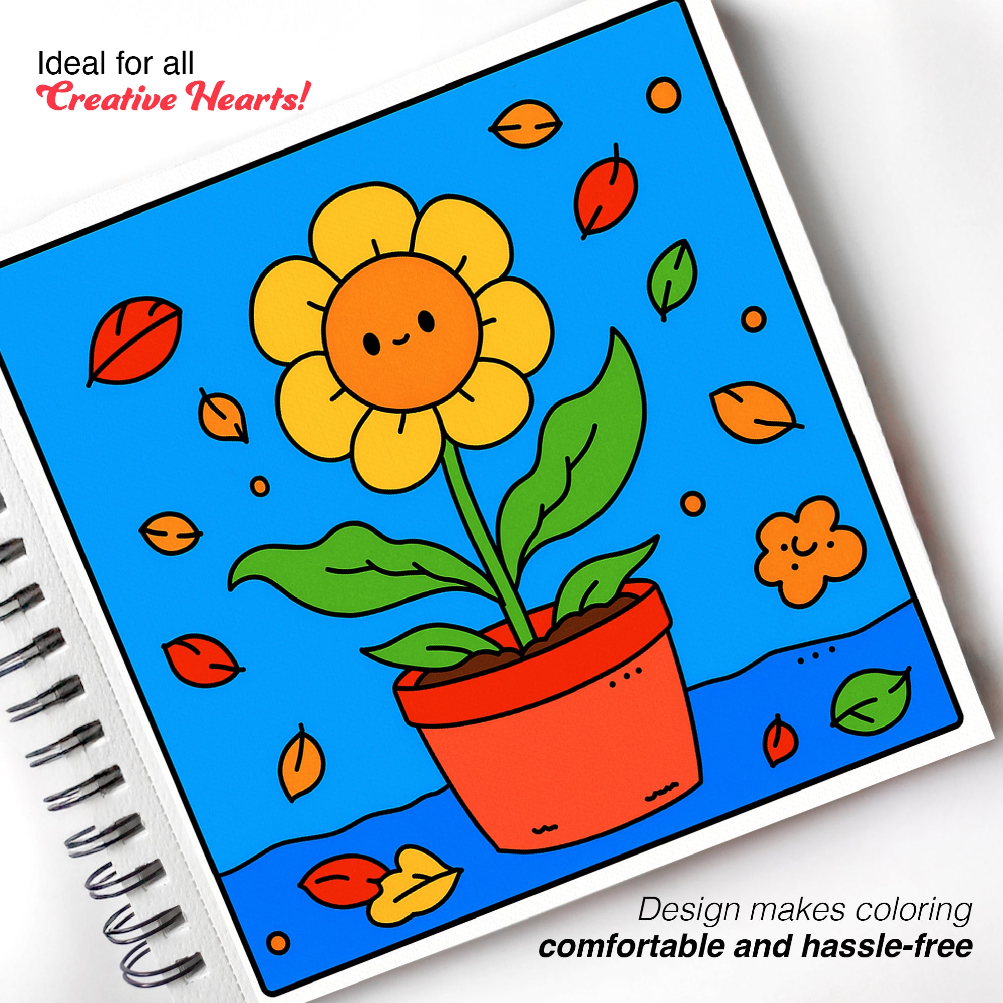 Flower & Plant Bold and Simple Coloring Book – With 12 Acrylic Markers - The Crafthives