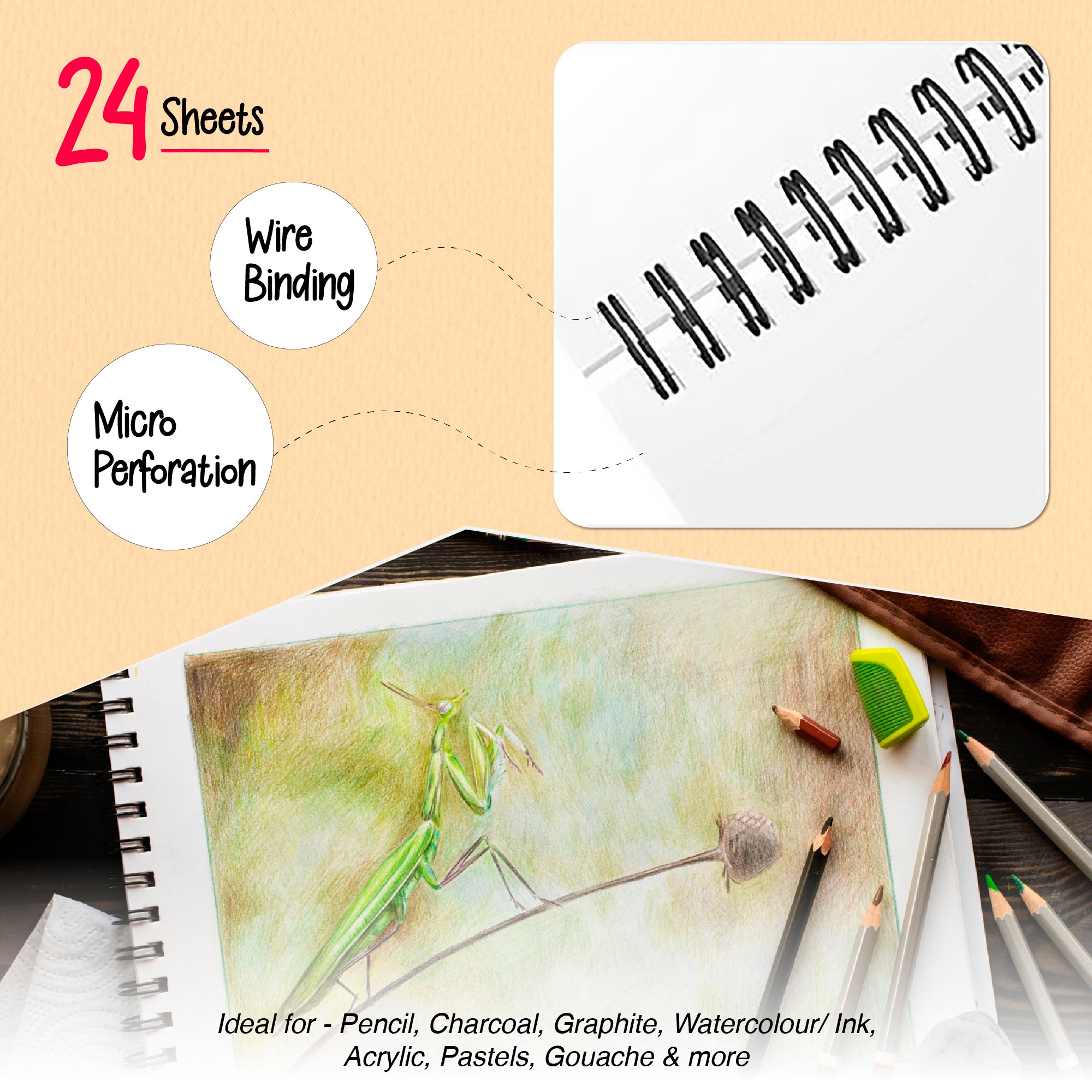 A4 Sketchbook – House Theme | 250 GSM Spiral Bound