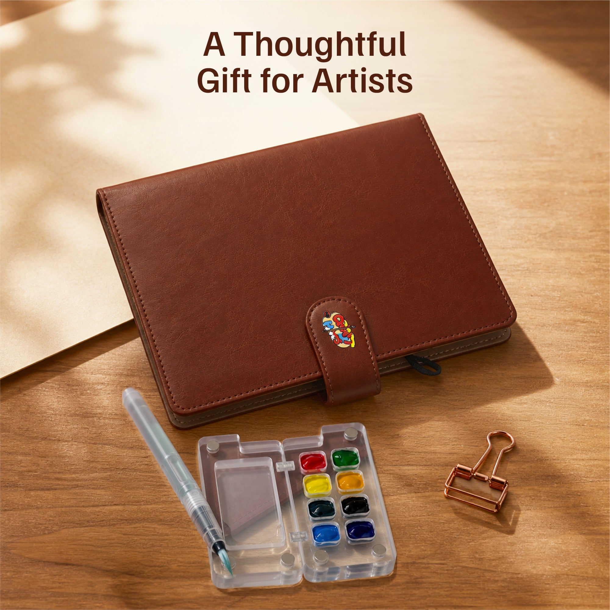 The Crafthives Premium Leather Refillable Watercolor Journal | Travel Art Kit