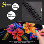 Stretch Book- Wooden Binding A4- Black - Tree