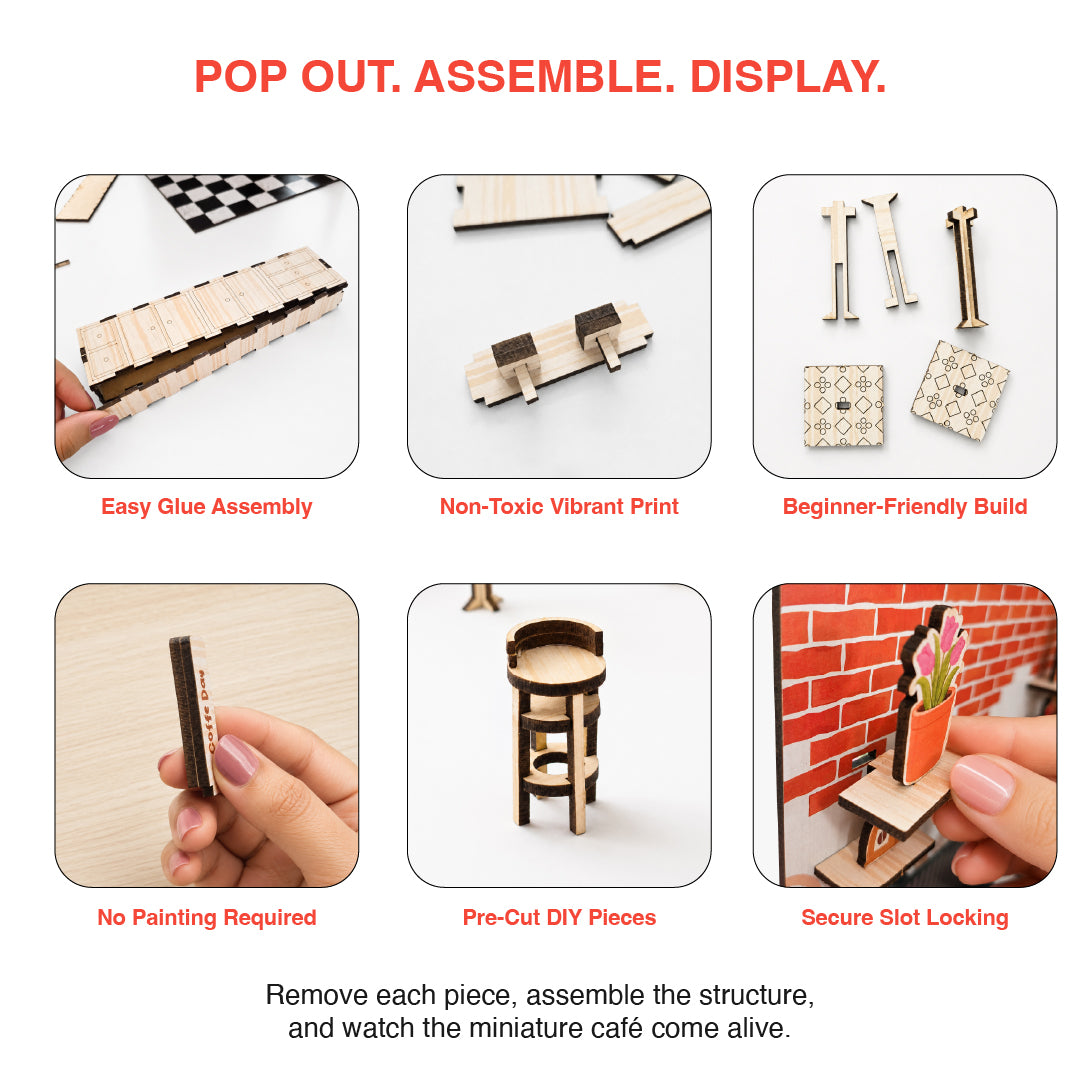 DIY 3D Wooden Miniature Cafe Kit