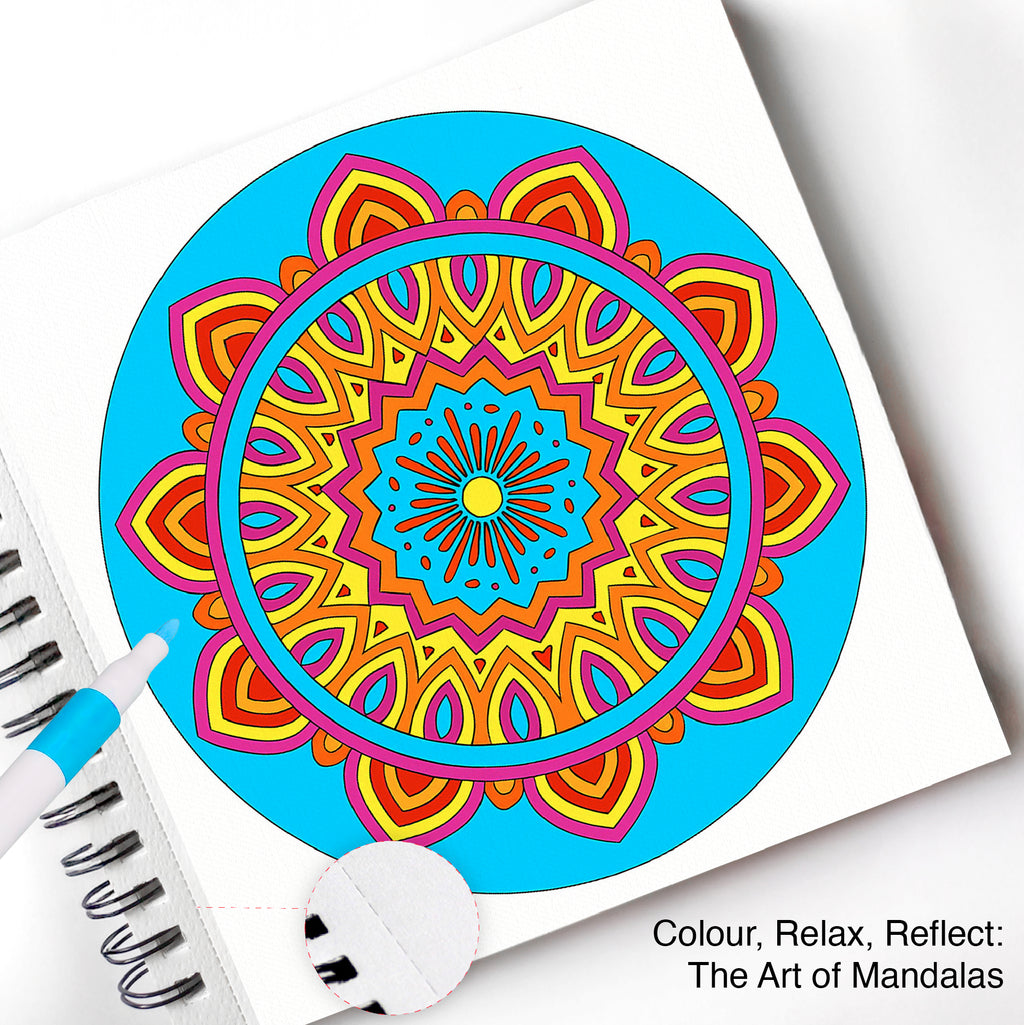 Mandala Coloring Book Advanced with 12 Acrylic Colors – Spiral Bound, 250 GSM Premium Paper (24 Designs) - The Crafthives