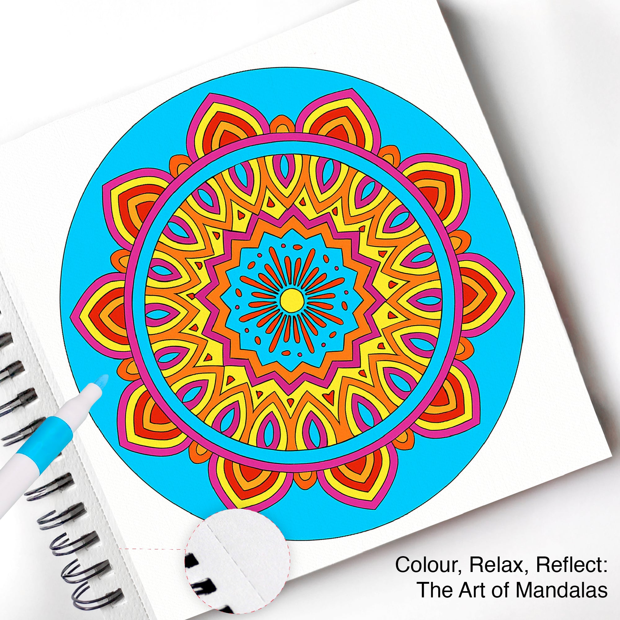 Mandala Coloring Book Advanced with 12 Acrylic Colors – Spiral Bound, 250 GSM Premium Paper (24 Designs) - The Crafthives