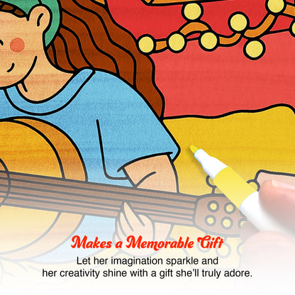 Girls Moment- Easy Coloring Books | 12 Acrylic Markers