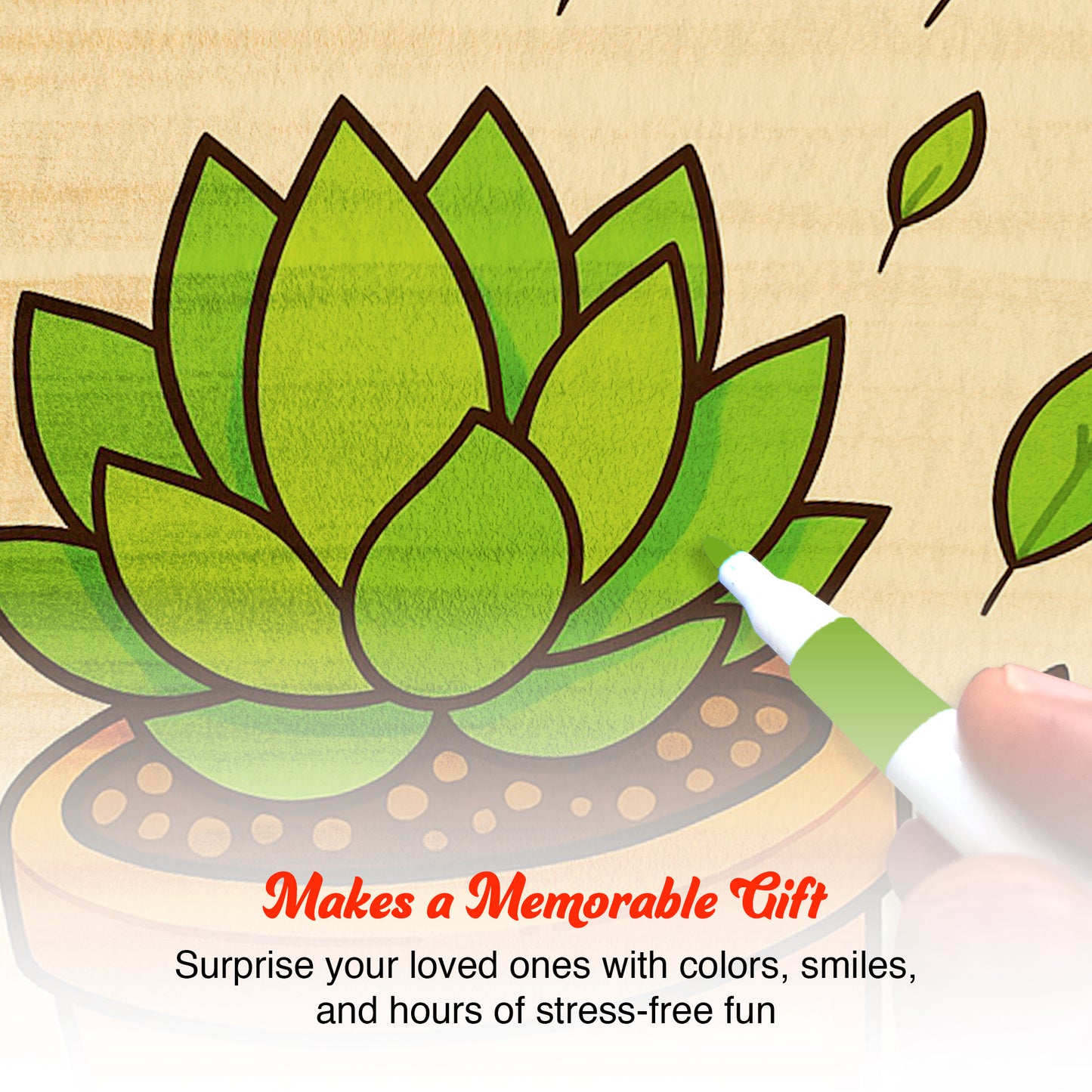 Flower & Plant Bold and Simple Coloring Book – With 12 Acrylic Markers
