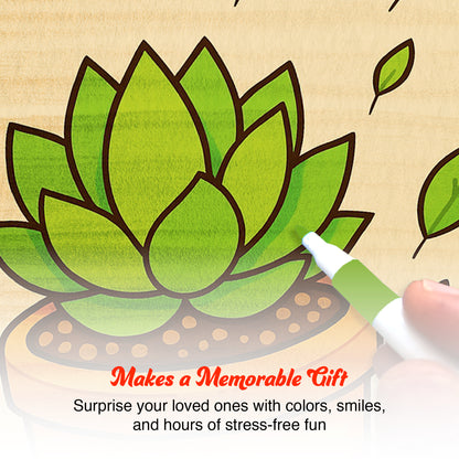 Flower & Plant Bold and Simple Coloring Book – With 12 Acrylic Markers