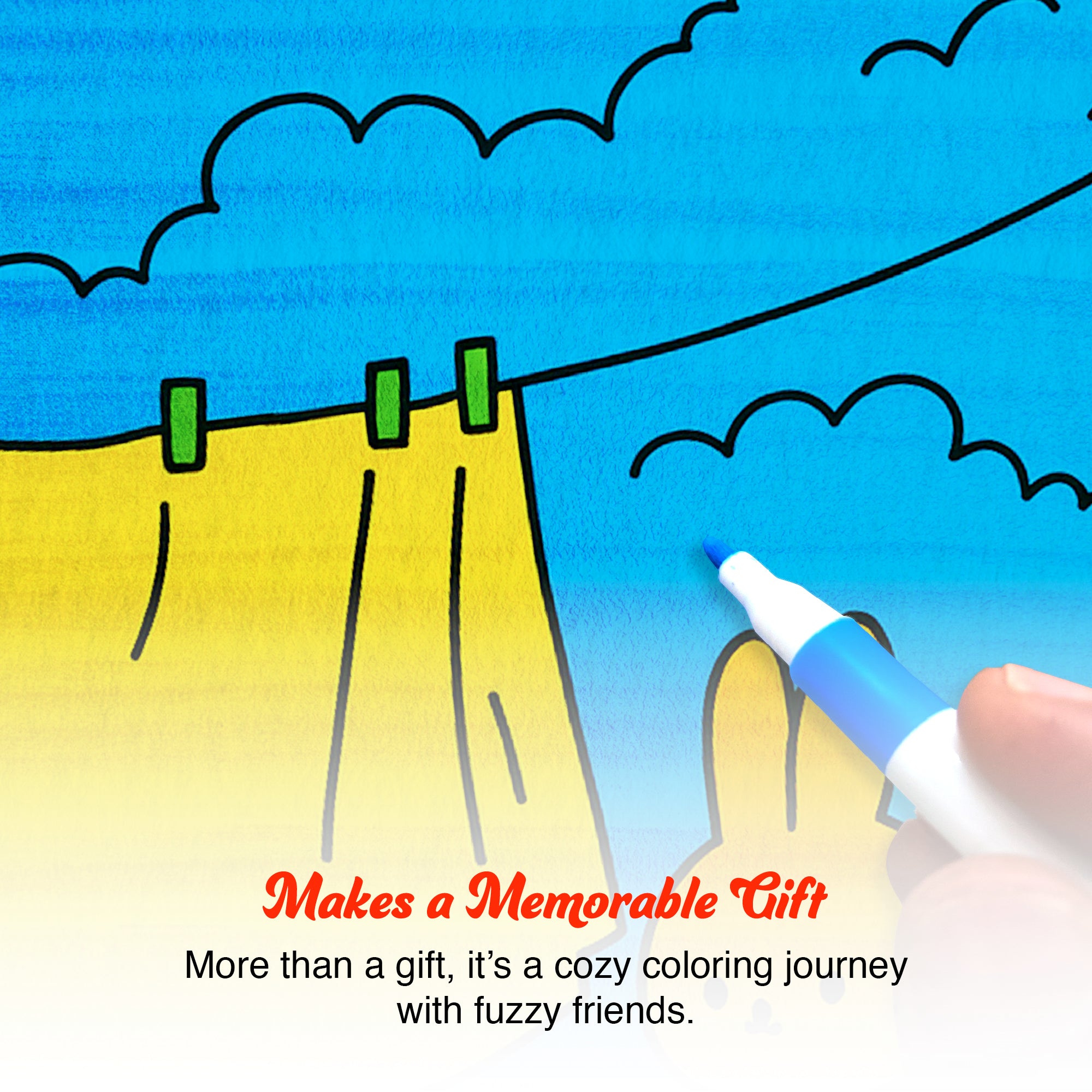 My Fuzzy Buddies- Comfy & Adorable Coloring Books | 12 Acrylic Markers