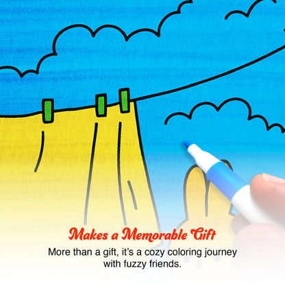 My Fuzzy Buddies- Comfy & Adorable Coloring Books | 12 Acrylic Markers