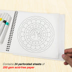 Mandala Colouring Beginner Book with 12 Acrylic Markers – 250 GSM Acid-Free Spiral Bound - The Crafthives
