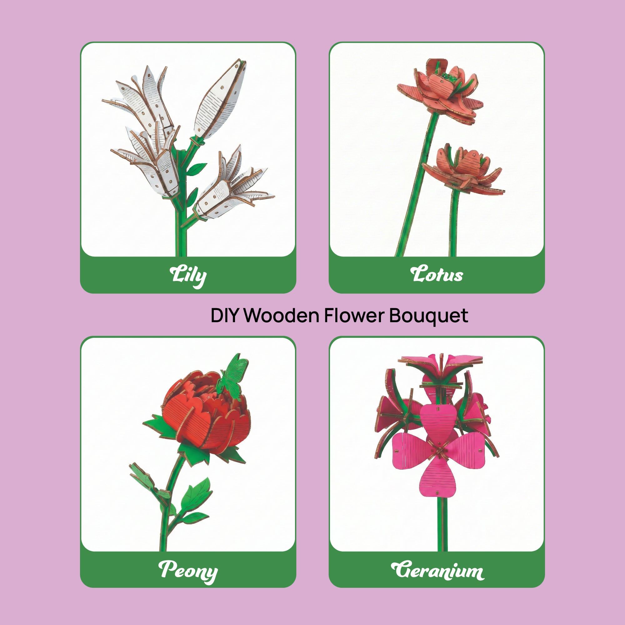 DIY Wooden Flower Bouquet 3D Wooden Puzzle