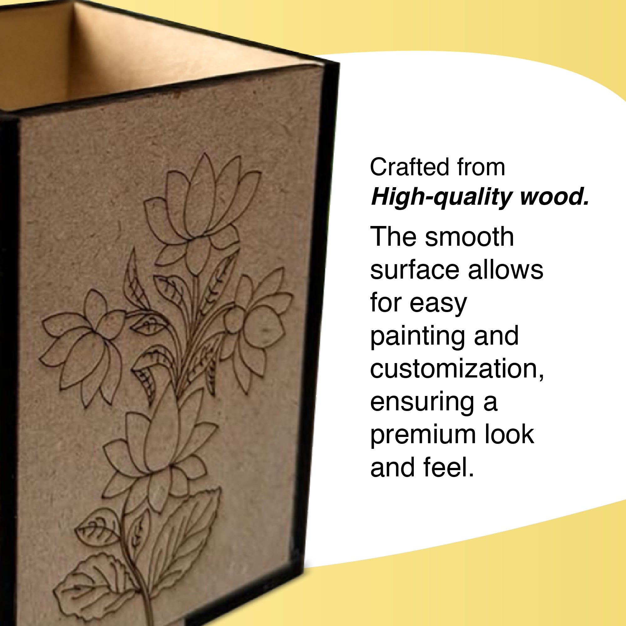 Square Pichwai Wooden Pen Stand - The Crafthives