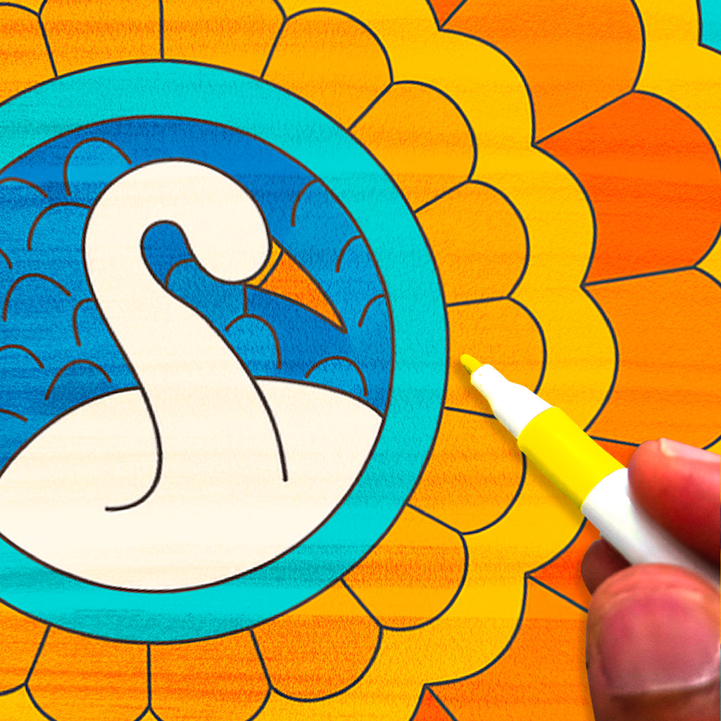 Mandala Colouring Beginner Book with 12 Acrylic Markers – 250 GSM Acid-Free Spiral Bound - The Crafthives