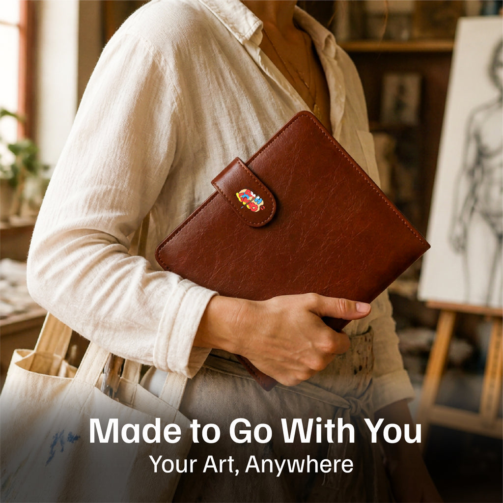 The Crafthives Premium Leather Refillable Watercolor Journal | Travel Art Kit