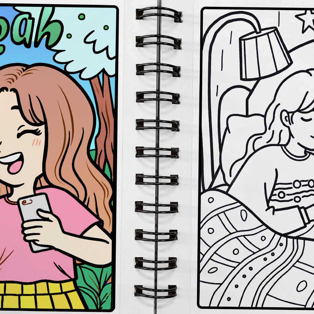 Bestie Moments – Cute & Girly Coloring Book | 12 Acrylic Marker - The Crafthives