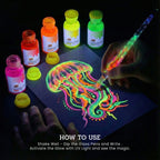 Glow Fluorescent Ink Set with Pen | Calligraphy & Anime Art – The Crafthives