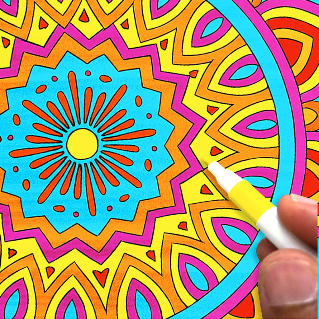 Mandala Coloring Book Advanced with 12 Acrylic Colors – Spiral Bound, 250 GSM Premium Paper (24 Designs) - The Crafthives