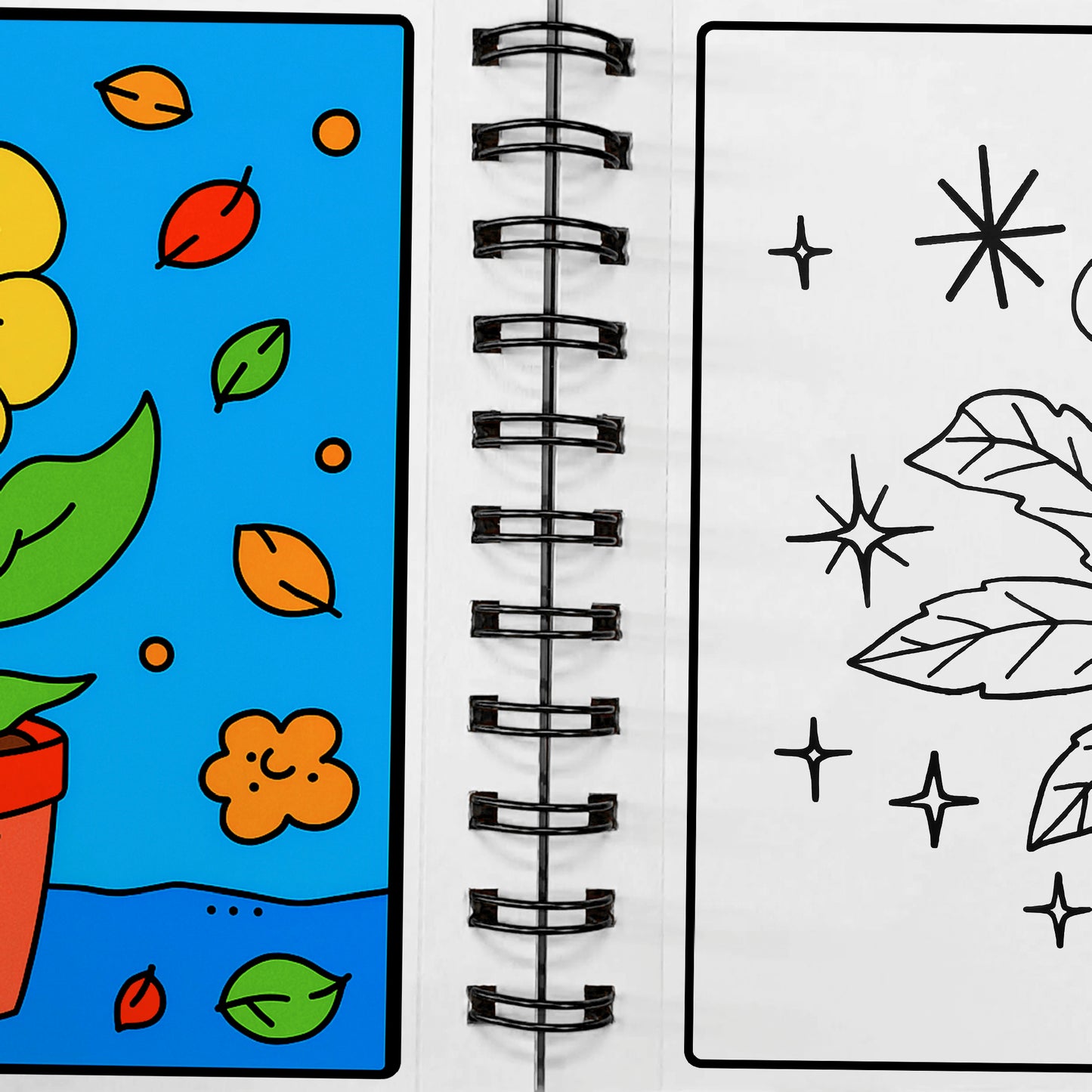 Flower & Plant Bold and Simple Coloring Book – With 12 Acrylic Markers