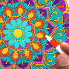Mandala Colouring Expert Book – 24 Designs with 12 Acrylic Markers | 250 GSM Premium Spiral-Bound Pad - The Crafthives