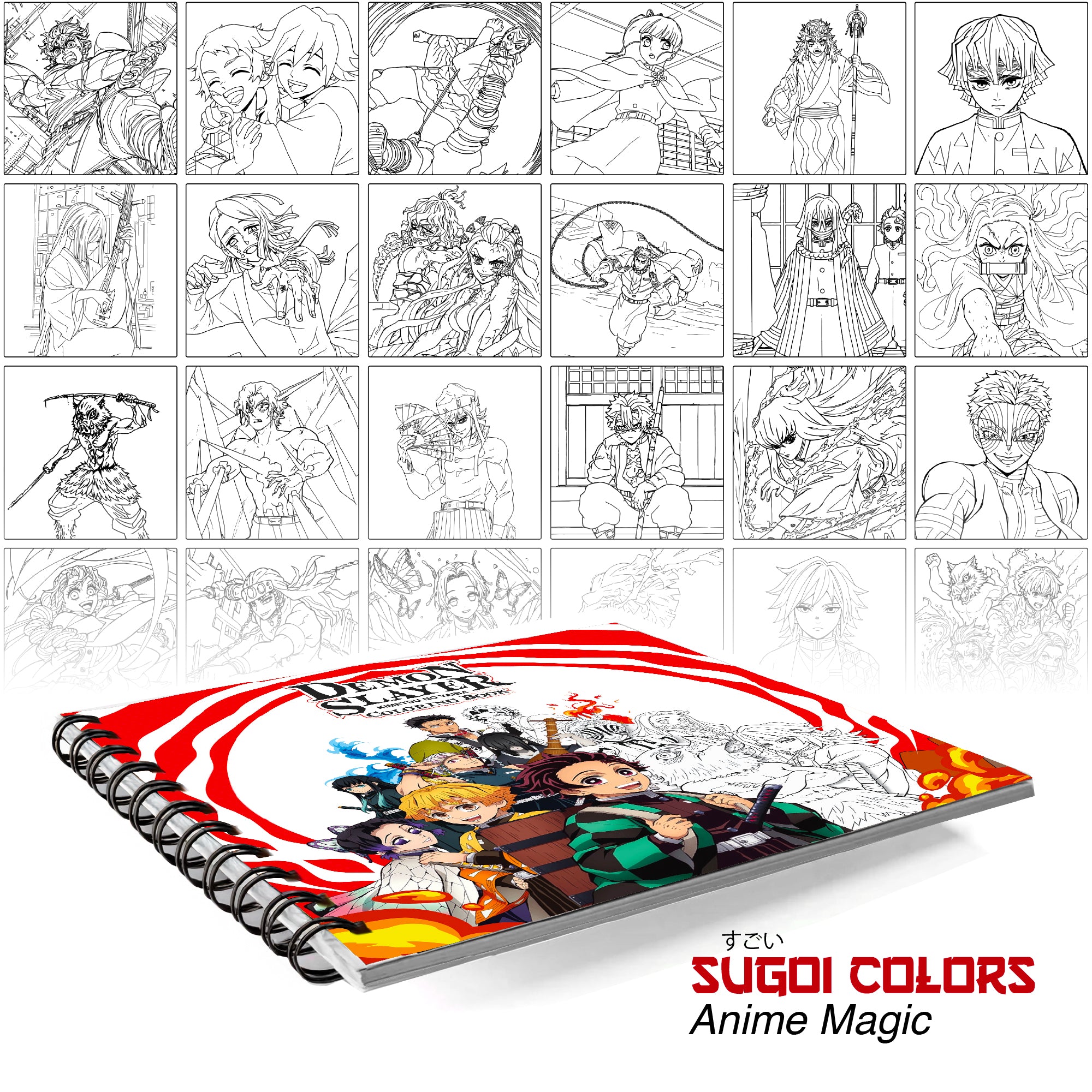 Demon Slayer Anime Coloring Book Volume 2 | 24 Sketch Pens - The Crafthives