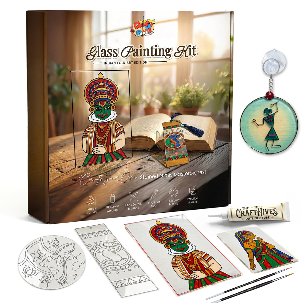 Indian Folk Art Glass Painting Kit