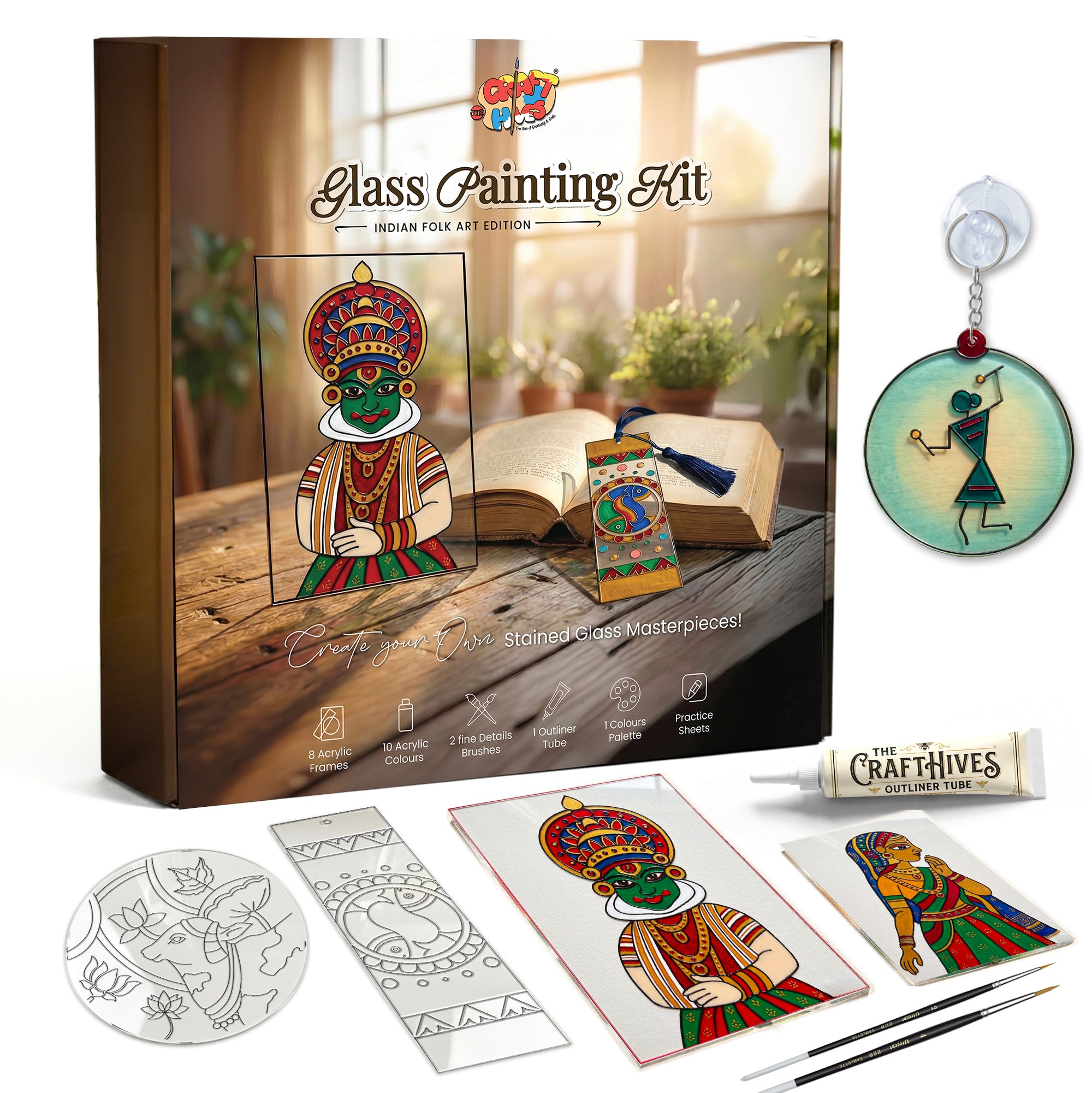 Indian Folk Art Glass Painting Kit