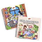 Bestie Moments – Cute & Girly Coloring Book | 12 Acrylic Markers