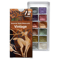 Vintage Metallic Shimmer Watercolor Set – 12 Solid Pans | Professional