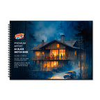 Stretch Book- Wooden Binding A4- Black - House