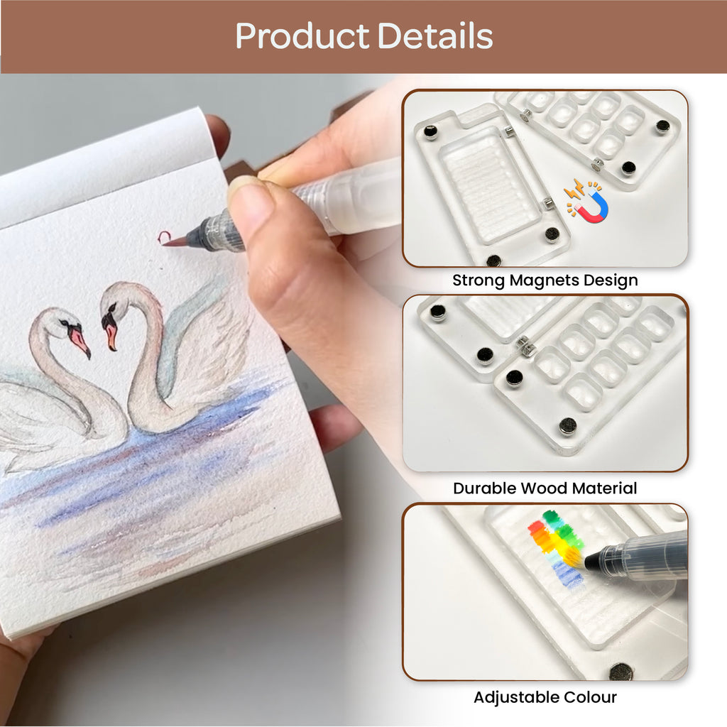 The Crafthives Mini Travel Art Kit- Acrylic (Water Colors Shades of 6) - The Crafthives