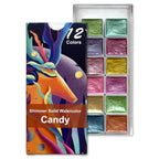 Candy Metallic Shimmer Watercolor Set – 12 Solid Pans | Professional