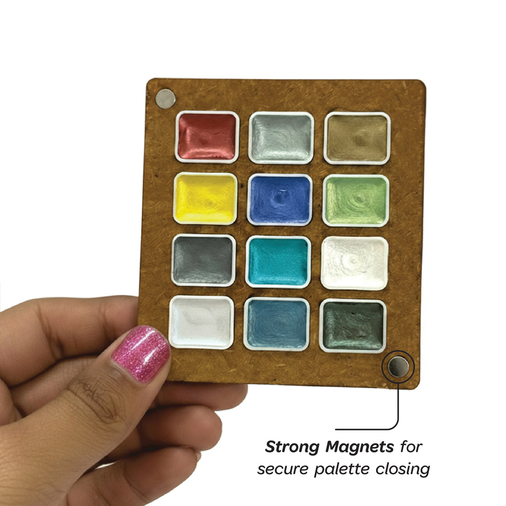 Metallic Watercolors Compact Palette | 12 Shades