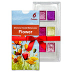 Flower Metallic Shimmer Watercolor Set – 6 Solid Pans | Professional