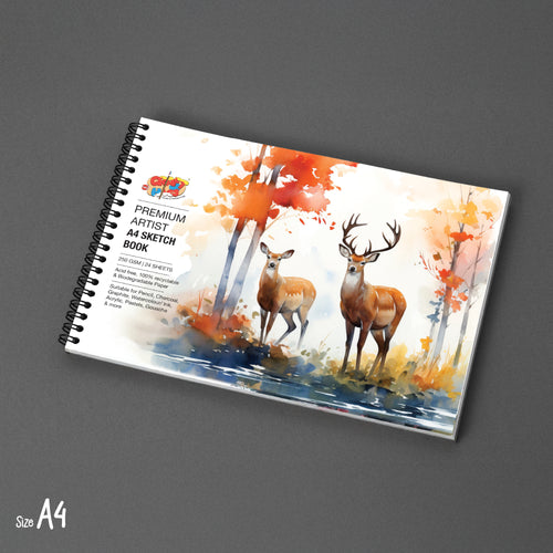 Artist Sketch Book – A4 Landscape | 250 GSM Premium Paper | Deer