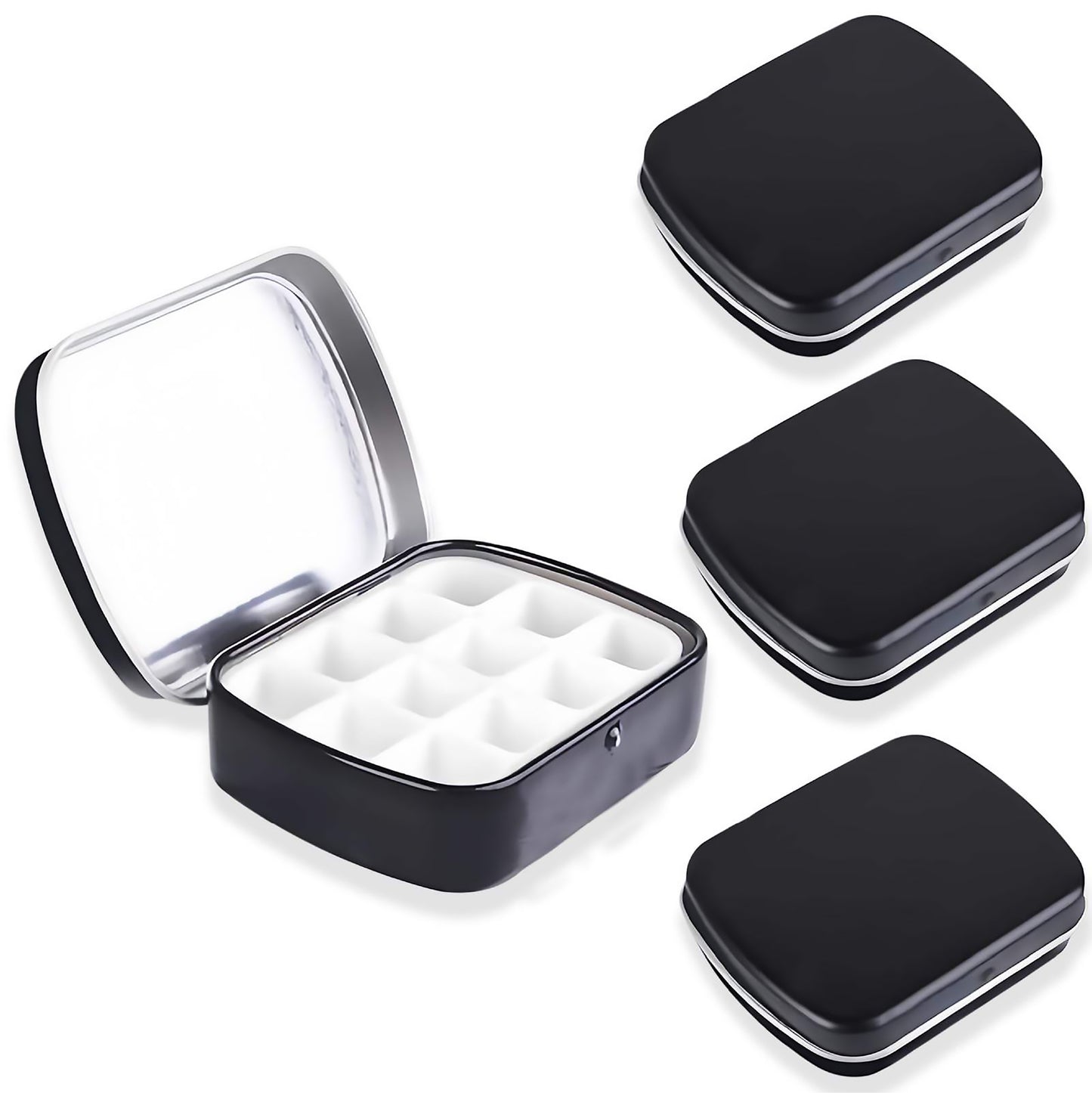 Mini Portable Color Storage Tin Box – 12-Well Refillable Palette for Artists