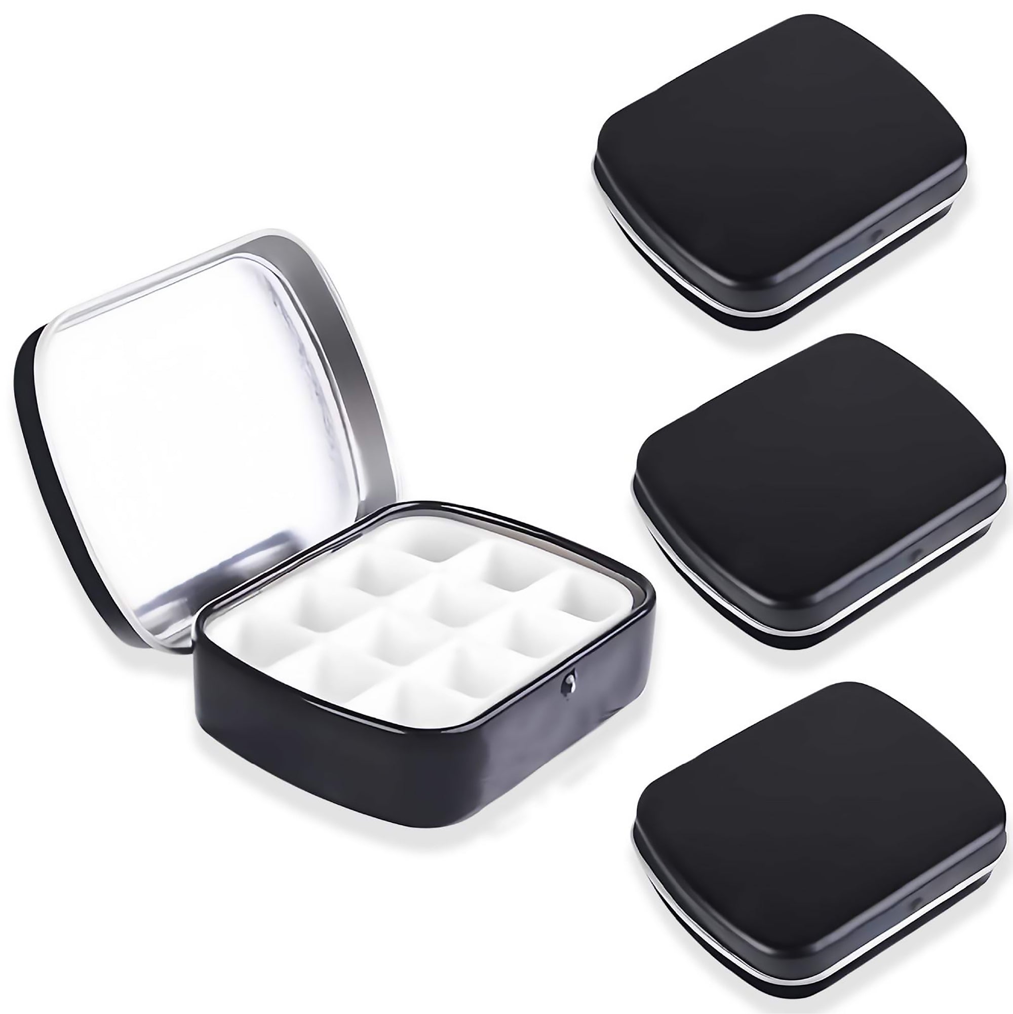 Mini Portable Color Storage Tin Box – 12-Well Refillable Palette for Artists