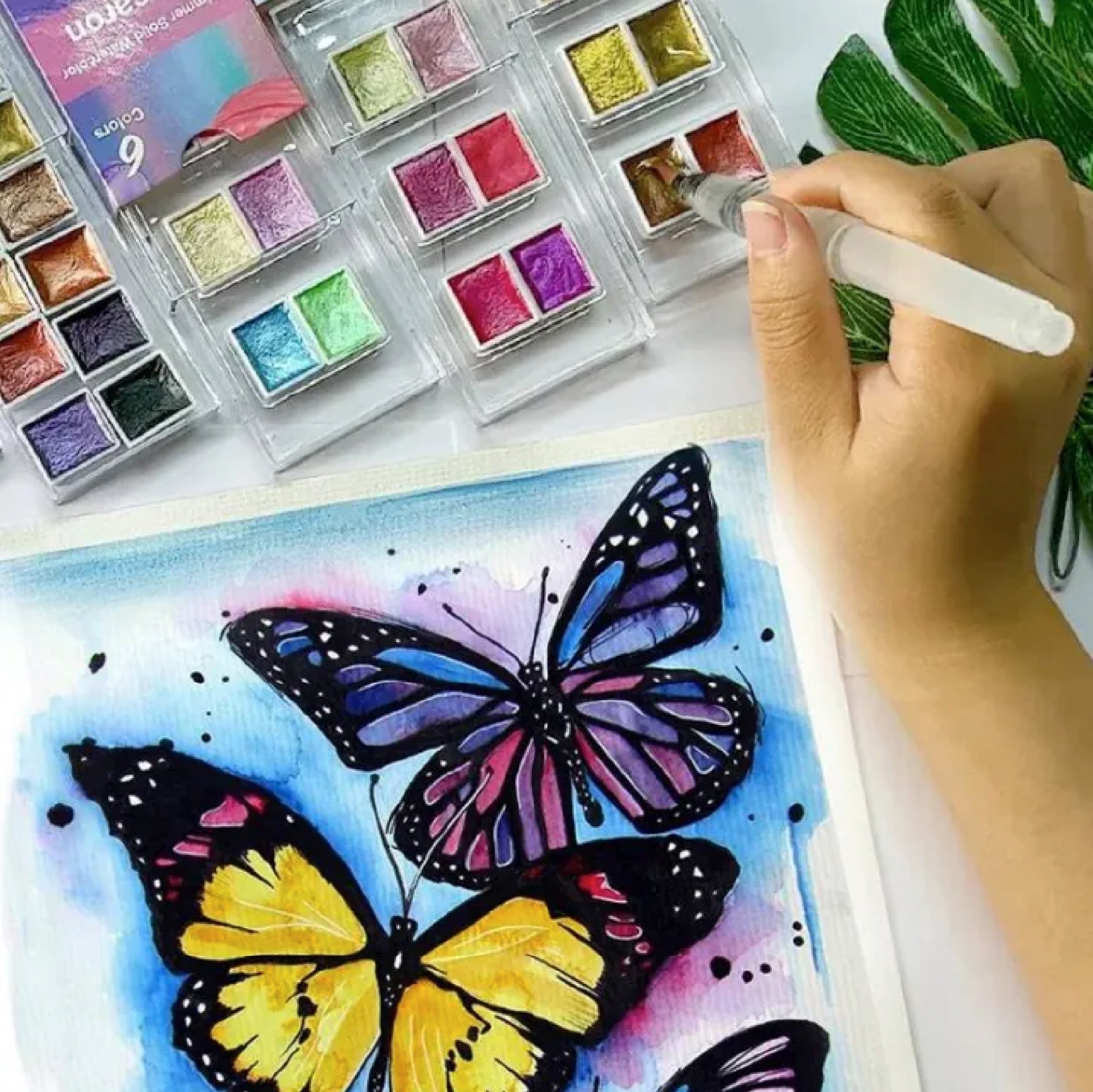 Candy Metallic Shimmer Watercolor Set – 12 Solid Pans | Professional