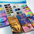Galaxy Metallic Shimmer Watercolor Set – 6 Solid Pans | Professional & Shimmering Colors