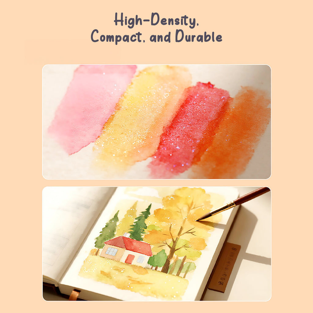 Macaron Metallic Shimmer Watercolor Set – 6 Solid Pans | Professional & Shimmering Colors