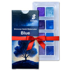 The Crafthives Shimmer Watercolor Set – Blue & Purple Magic (8 Pearlescent Metallic Shades)