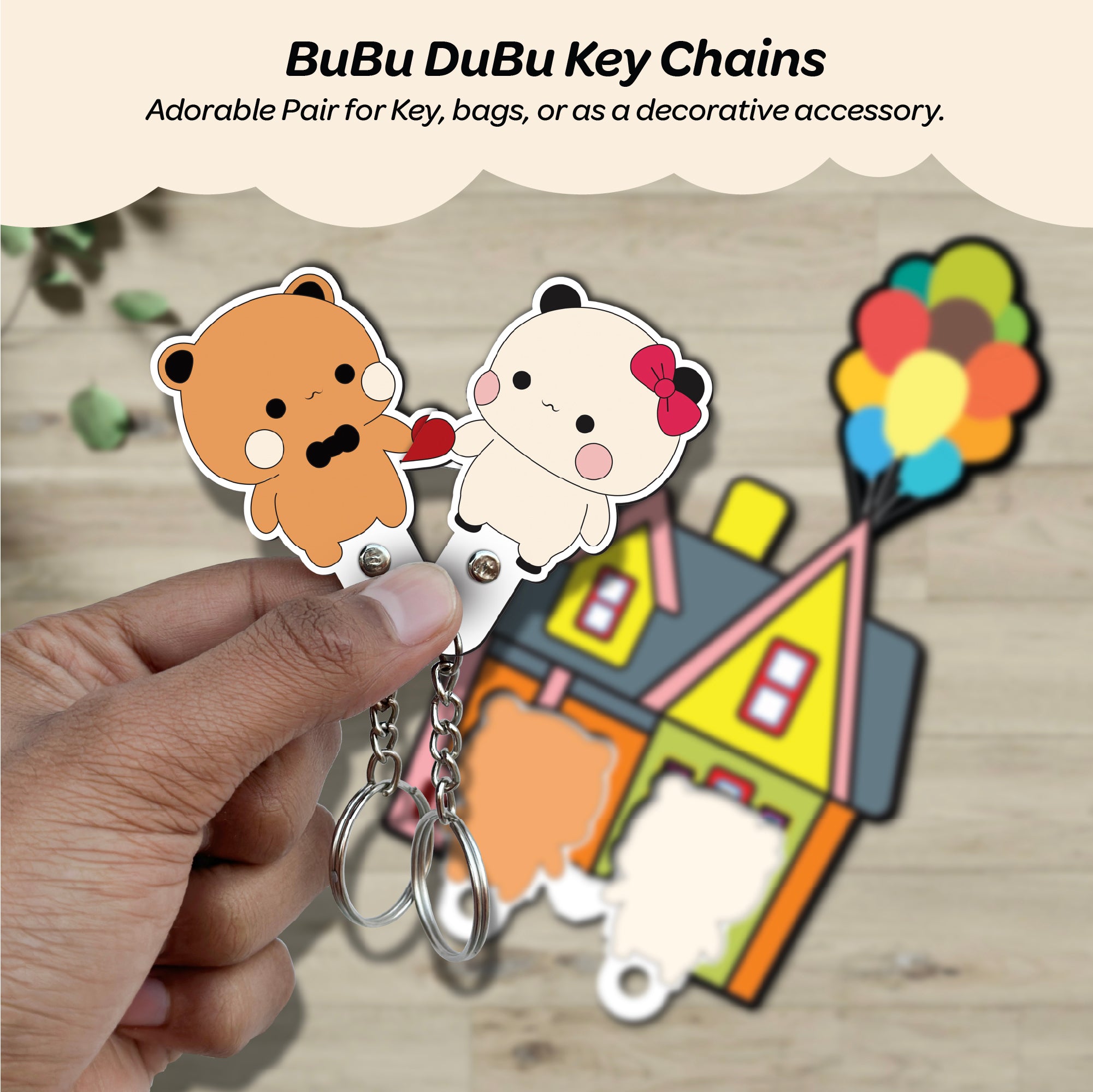 Bubu Dudu Wooden Couple Keychain Holder - The Crafthives