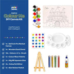 Colour Me Castle DIY Canvas Art Kit 8 x 6 Inch with Wooden Easel for 6+ Kids - The Crafthives