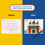 Colour Me Castle DIY Canvas Art Kit 8 x 6 Inch with Wooden Easel for 6+ Kids - The Crafthives