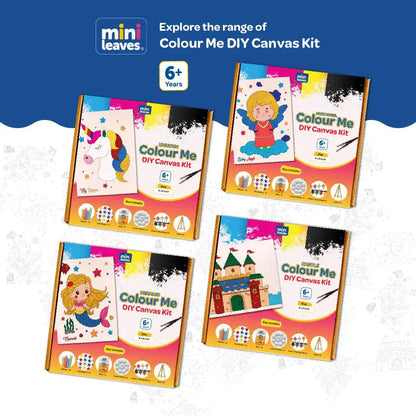 Colour Me Castle DIY Canvas Art Kit 8 x 6 Inch with Wooden Easel for 6+ Kids - The Crafthives