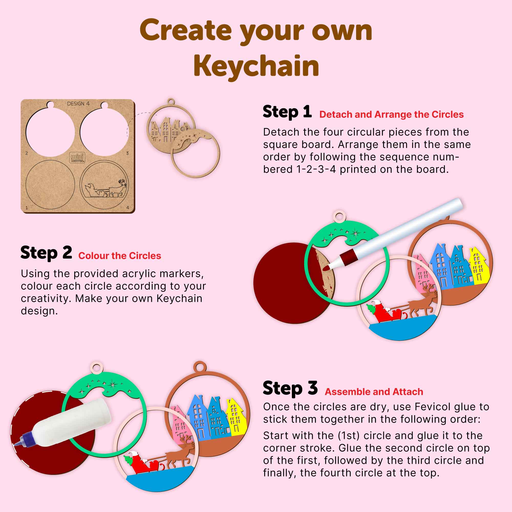 Creative Me DIY Chritmas Keychains - Art And Craft Kit for 6+ Years - The Crafthives