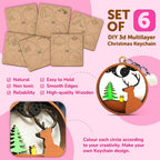 Creative 3D DIY Wooden Christmas Key Chain - Art and Craft Kit for 6+ Years - Set of 6 - The Crafthives