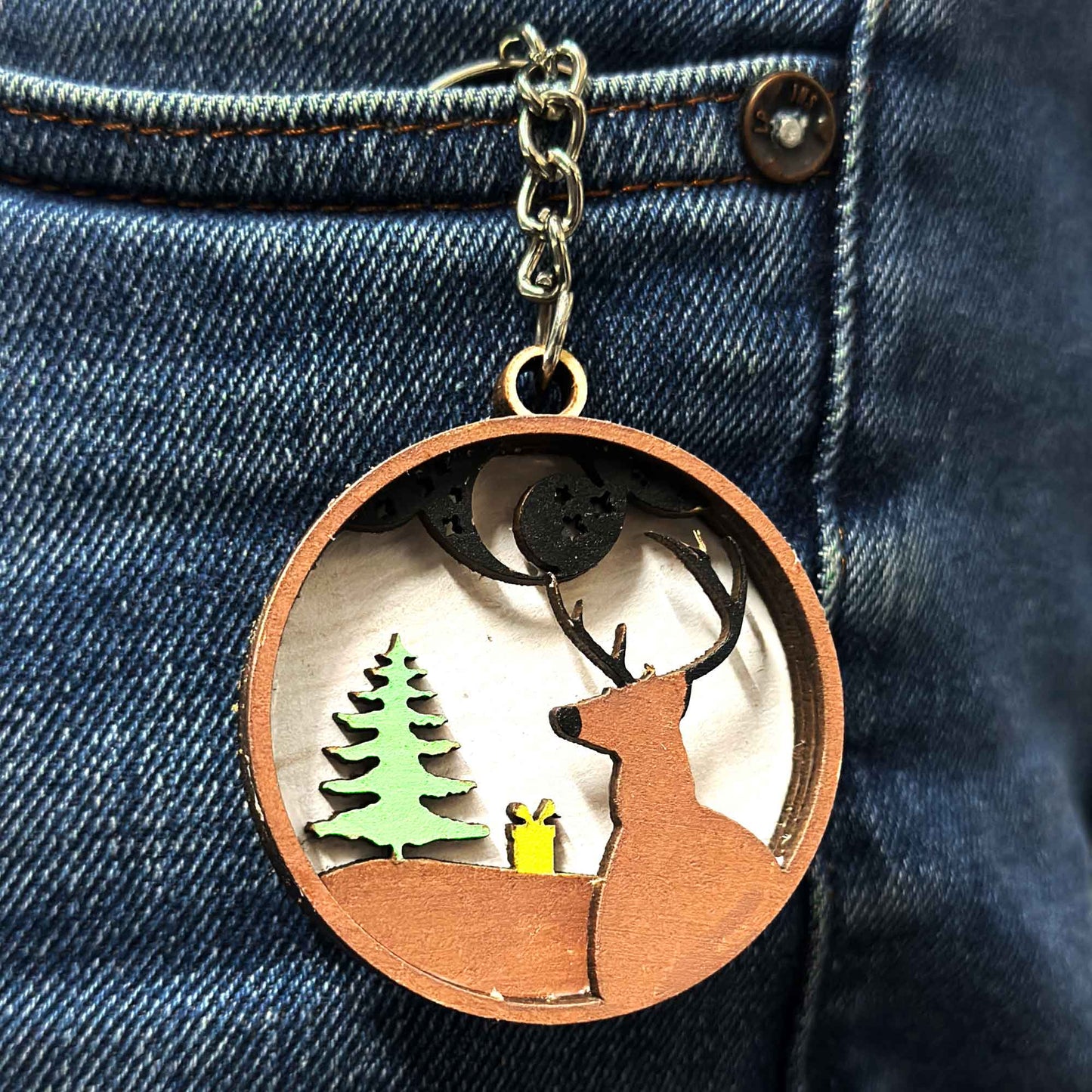 Creative 3D DIY Wooden Christmas Key Chain - Art and Craft Kit for 6+ Years - Set of 6