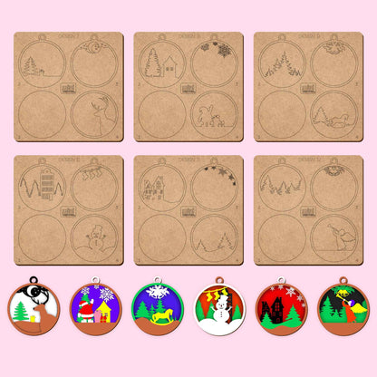 Creative 3D DIY Wooden Christmas Key Chain - Art and Craft Kit for 6+ Years - Set of 6